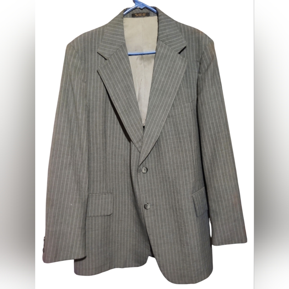 Richman Brothers Suit Jacket Men's Size 48L Gray Pinstripe Vintage